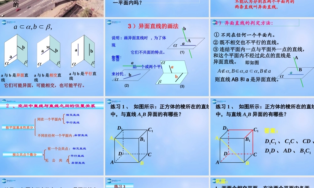 21空间点、直线、平面之间的位置关系课件(3) 课件