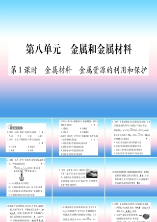 (湖北专版)中考化学总复习 第1部分 教材系统复习 九下 第8单元 金属与金属材料习题课件1 课件