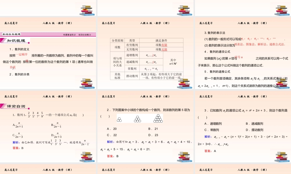 1 数列的概念及简单表示法课件 (理) 新人教A版 课件