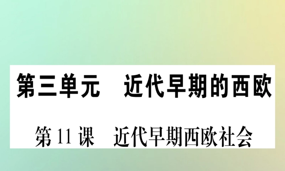 九年级历史上册 第3单元 近代早期的西欧 第11课 近代早期西欧社会课件 中华书局版 课件
