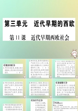 九年级历史上册 第3单元 近代早期的西欧 第11课 近代早期西欧社会课件 中华书局版 课件