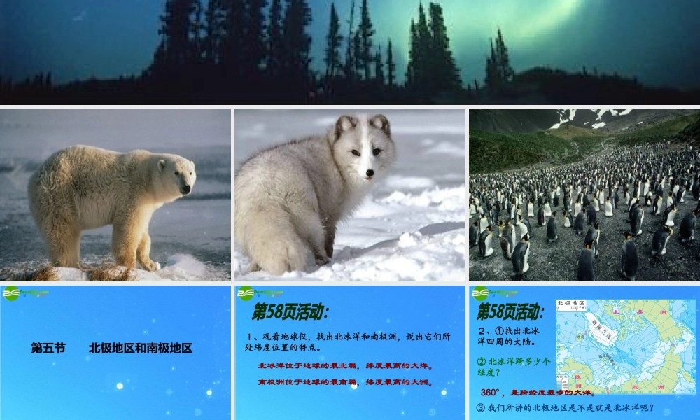 七年级地理下册 第二章了解地区第5节北极地区和南极地区课件 湘教版 课件