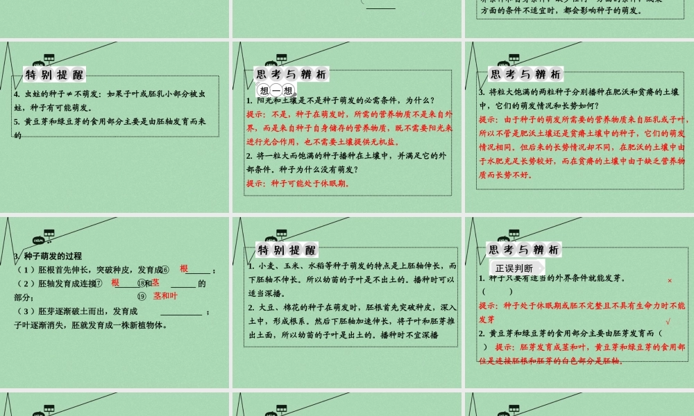 中考生物 第一部分 教材知识梳理 第3单元 第5章 绿色植物的一生复习课件 苏教版 课件