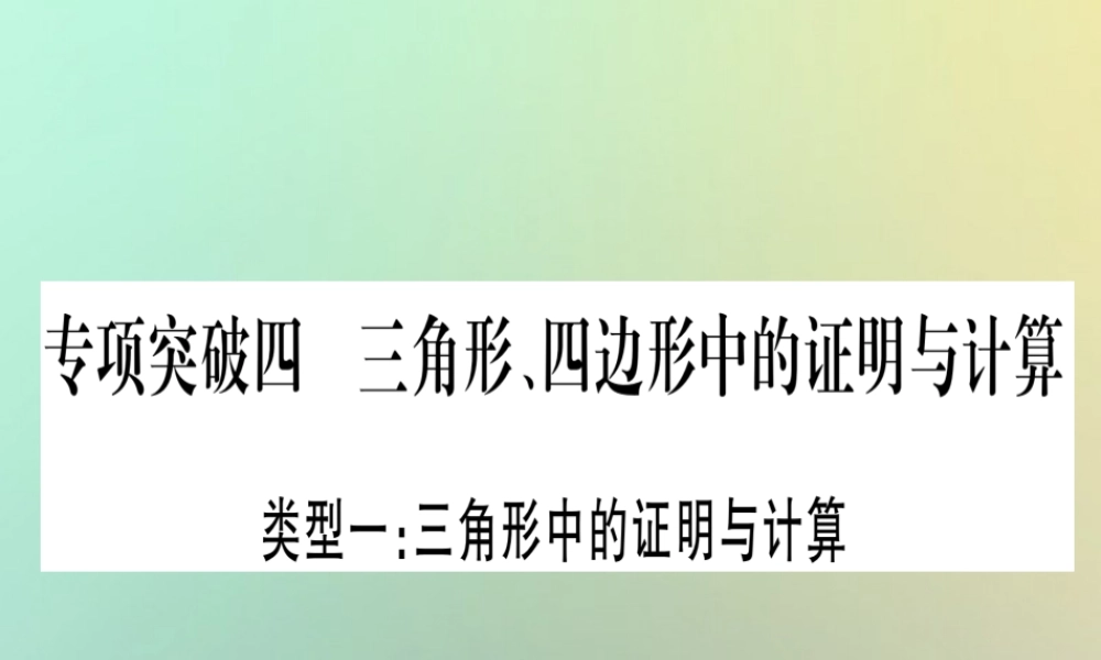 中考数学精选准点备考复习 第二轮 中档题突破 专项突破4 三角形、四边形中的证明与计算课件 新人教版 课件