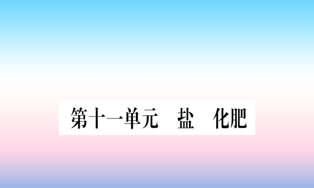 (湖北专版)中考化学总复习 第1部分 教材系统复习 九下 第11单元 盐 化肥习题课件1 课件