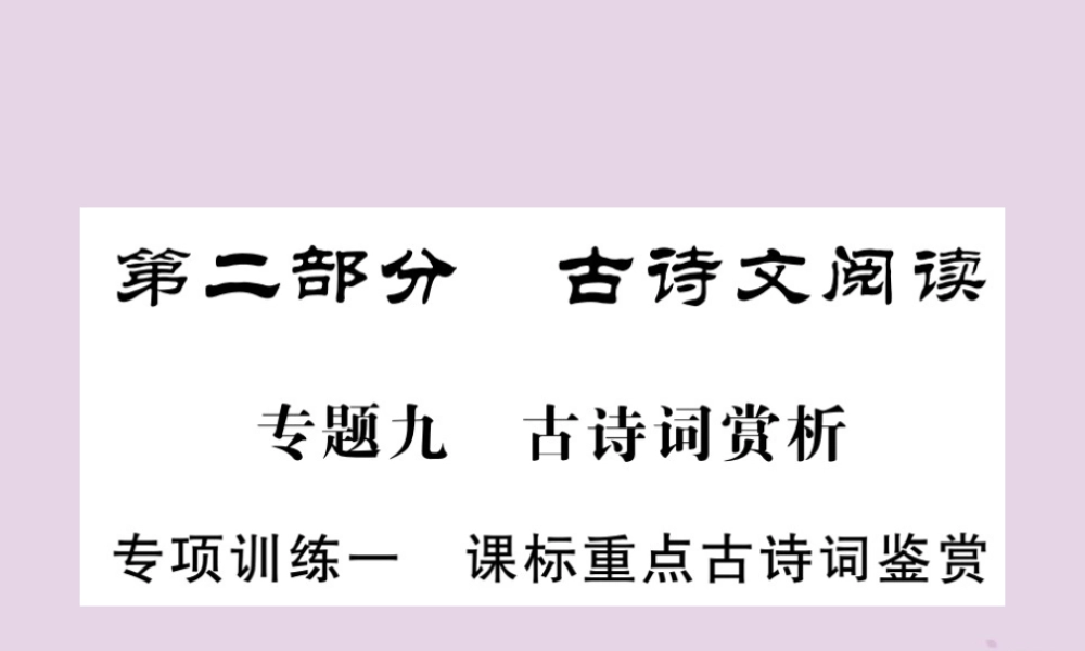 (贵州专版)中考语文复习 第二轮 古诗文阅读 专题十 文言文阅读 专项训练一 课标重点古诗词鉴赏课件