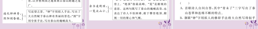 (贵州专版)中考语文复习 第二轮 古诗文阅读 专题十 文言文阅读 专项训练一 课标重点古诗词鉴赏课件