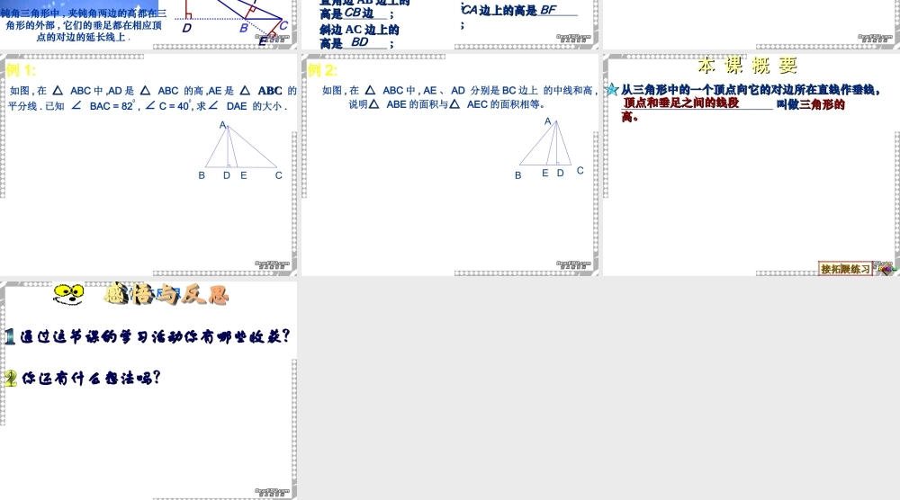 1.3三角形的高 初一数学第一章三角形的初步知识全章课件 浙教版