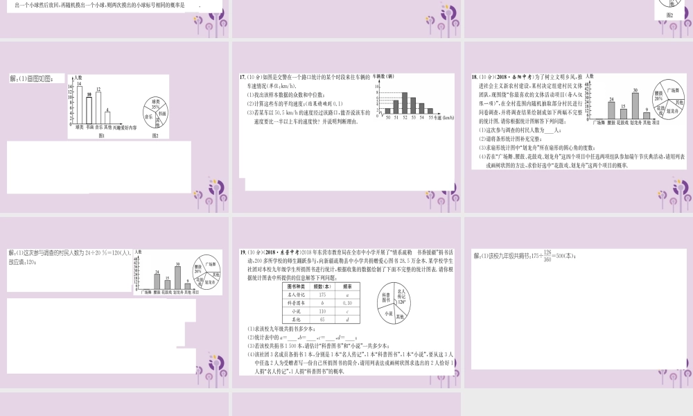 中考数学总复习 阶段测评(8)统计与概率课件