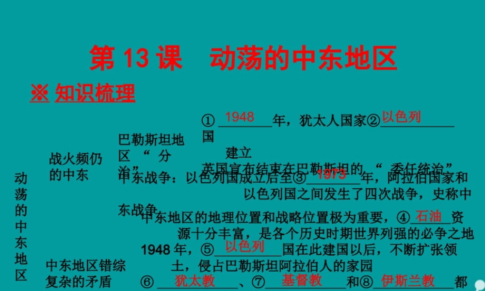 九年级历史下册 第13课 动荡的中东地区课件 新人教版 课件