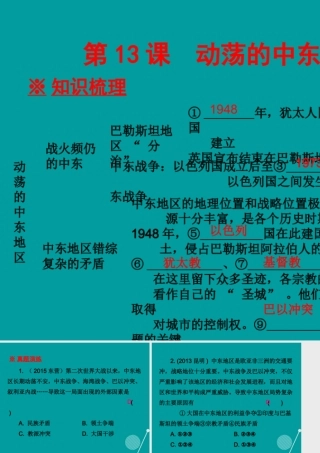 九年级历史下册 第13课 动荡的中东地区课件 新人教版 课件