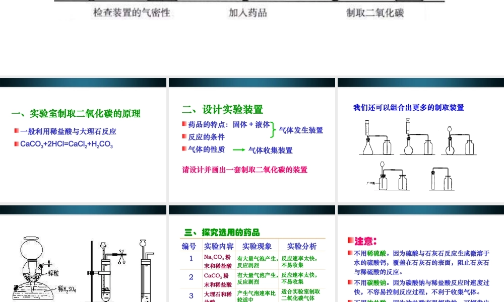 九年级化学上册 二氧化碳制取的研究3课件 人教新课标版 课件