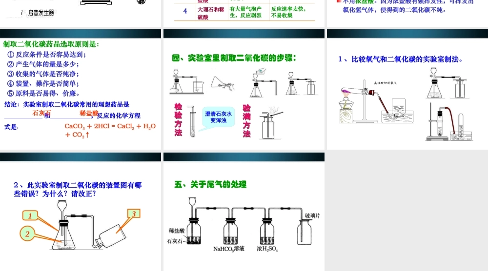 九年级化学上册 二氧化碳制取的研究3课件 人教新课标版 课件