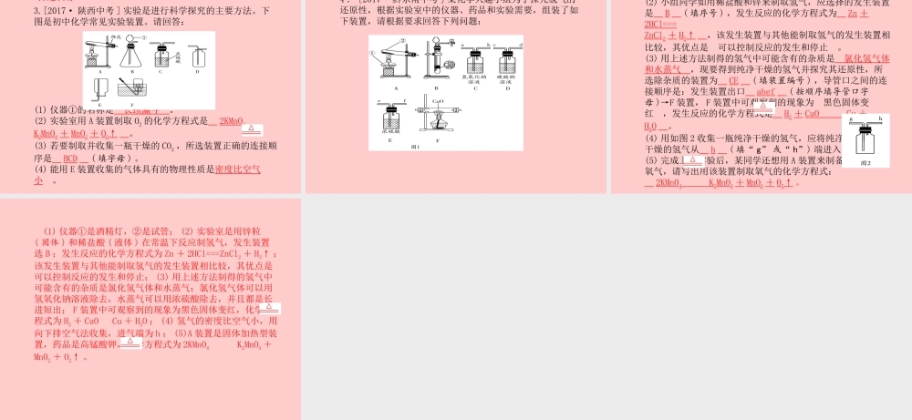 (滨州专版)中考化学总复习 第二部分 专题复习 高分保障 专题4 常见气体的制备和净化课件 鲁教版 课件