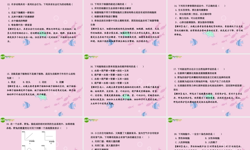 中考生物学业水平考试模拟冲刺二课件
