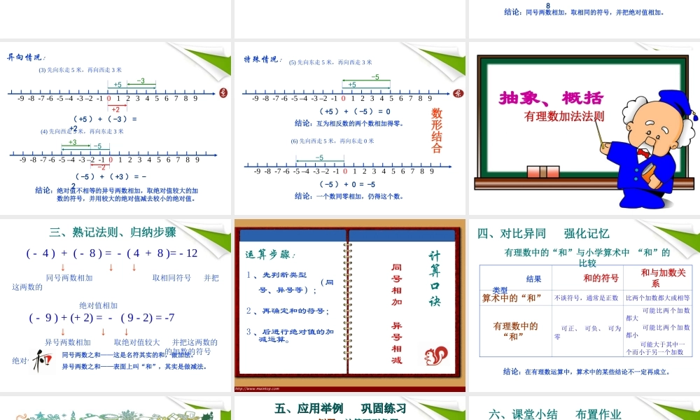 七年级数学上册 有理数的加法(1)课件 青岛版 课件