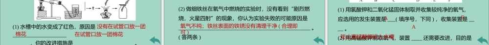 九年级化学上册 第二单元 我们周围的空气 实验活动1 氧气的实验室制取与性质习题讲评课件 (新版)新人教版 课件