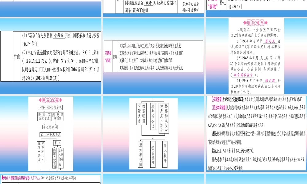 (云南专用)中考历史总复习 第一篇 考点系统复习 板块5 世界现代史 主题二 资本主义经济危机和第二次世界大战(精讲)课件