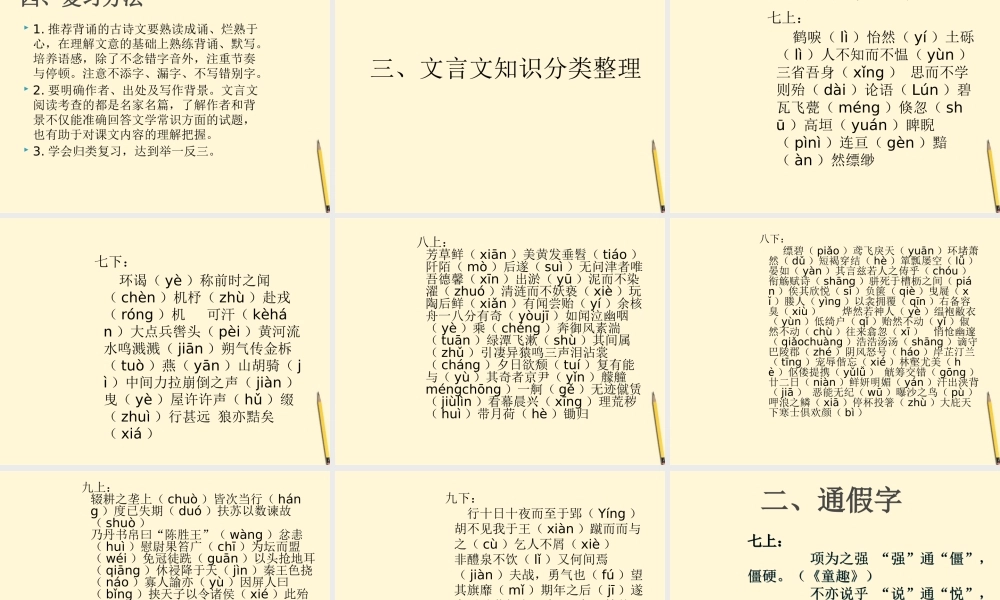 中考语文 古诗文复习策略课件 人教新课标版 课件