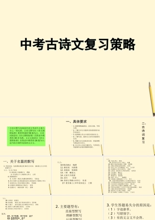 中考语文 古诗文复习策略课件 人教新课标版 课件