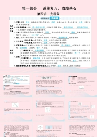 中考物理总复习 八上 第4讲 光现象课件