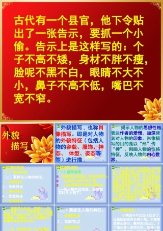 中考语文作文训练指导课件 肖像描写 课件
