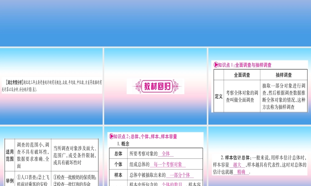 (湖北专版)中考数学总复习 第1轮 考点系统复习 第8章 统计与概率 第1节 统计习题课件