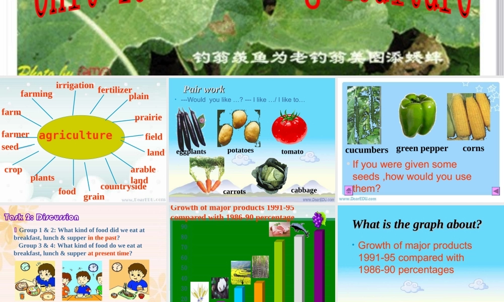 Unit19 modern agriculture warming up and speaking 人教版 课件