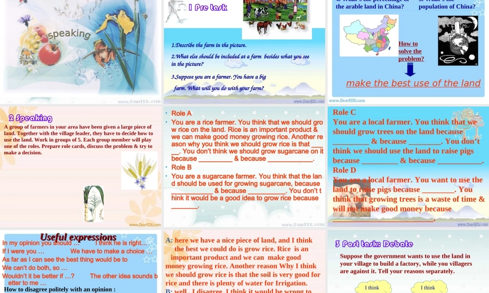 Unit19 modern agriculture warming up and speaking 人教版 课件