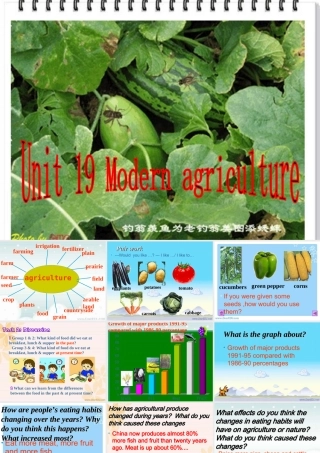 Unit19 modern agriculture warming up and speaking 人教版 课件