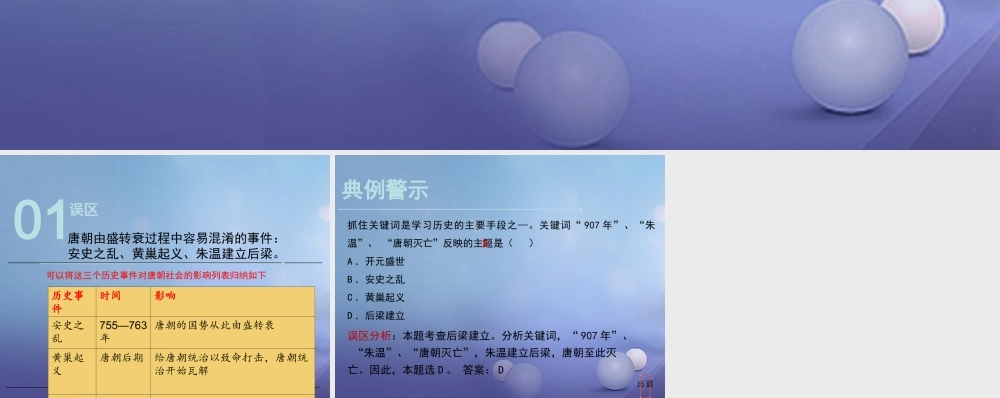 (秋季版)七年级历史下册 第5单元 隋唐时期 第5课(从 安史之乱 到五代十国的分裂)误区预警素材 川教版 素材