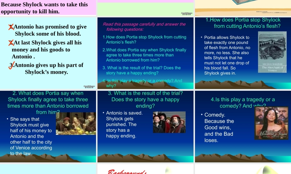Unit19 The Merchant of Venice integrating skills高二英语课件