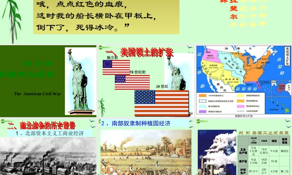 九年级历史上册 第六单元无产阶级的斗争与资产阶级18美国南北战争课件 人教新课标版 课件