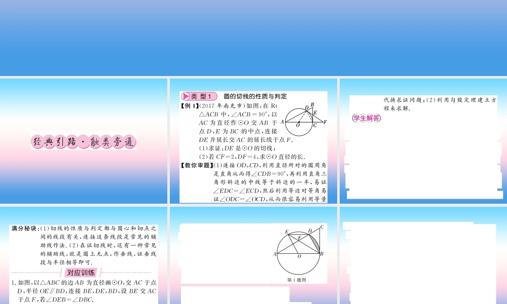 (课标版通用)中考数学总复习 第二轮 小专题集训 题型专攻 小专题(八)习题课件