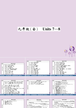 中考英语总复习 第一篇 教材知识梳理篇 九全 Units 7 8(精讲)课件