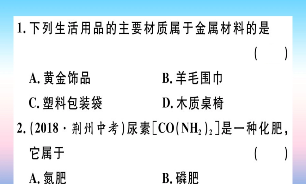 九年级化学下册 摸底集训篇 卷一 化学基础知识题习题课件 新人教版 课件