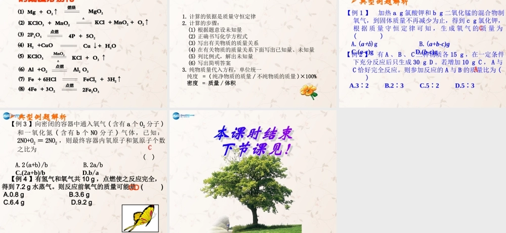 九年级化学上册 第五单元 化学方程式复习课件 (新版)新人教版 课件