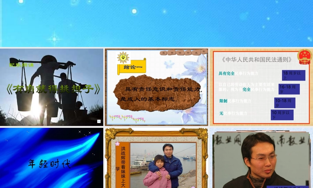 七年级政治上册(有肩就得挑担子)课件 苏教版 课件