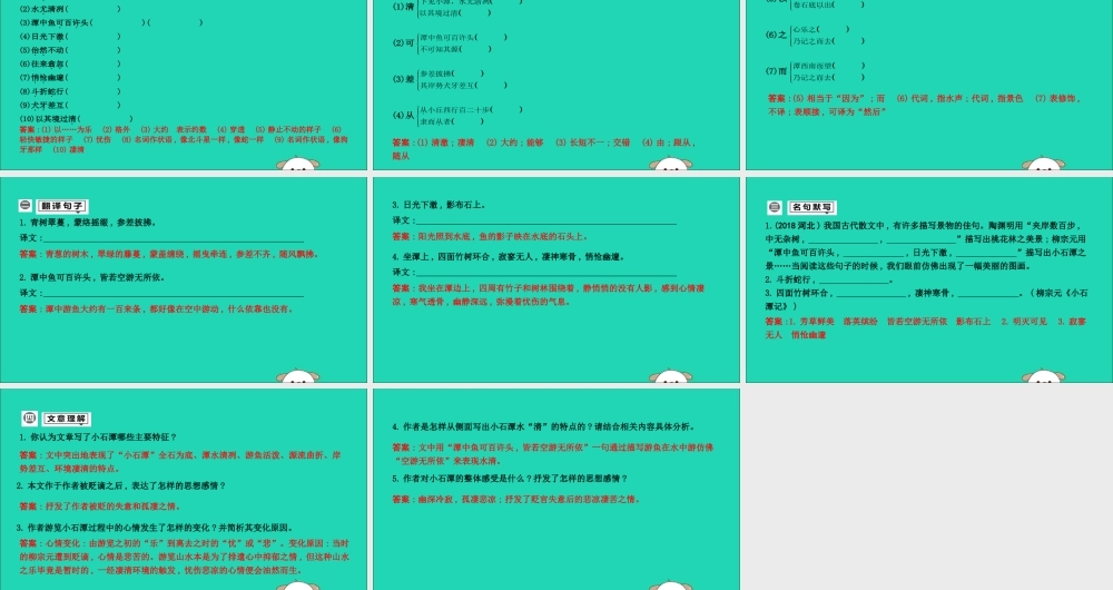 中考语文总复习 第一部分 教材基础自测 八下 古诗文 小石潭记课件 新人教版 课件