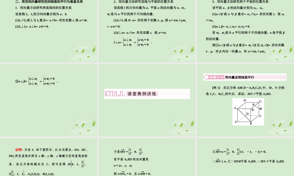 7 用向量方法证明平行与垂直课件 理 新人教A版 课件