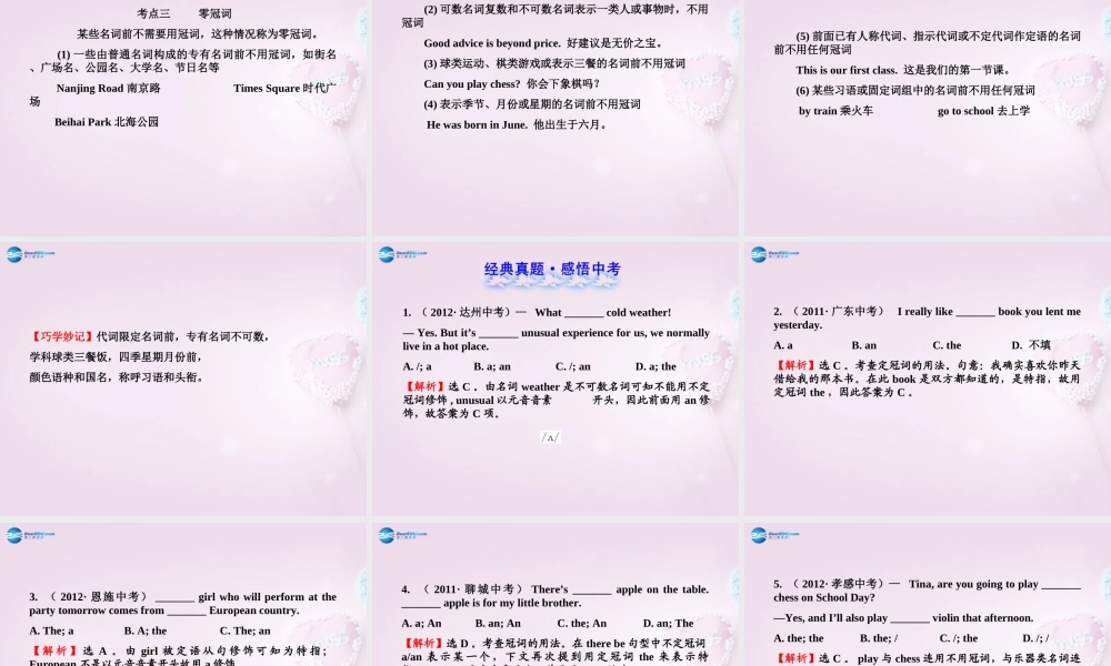 中考英语 冠词复习课件3 课件
