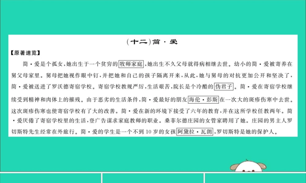 中考语文 名著导读专题讲解(十二)简爱课件 新人教版 课件
