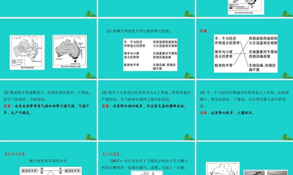 七年级地理下册 第八章 第四节 澳大利亚(二澳大利亚的经济)习题课件(新版)新人教版 课件