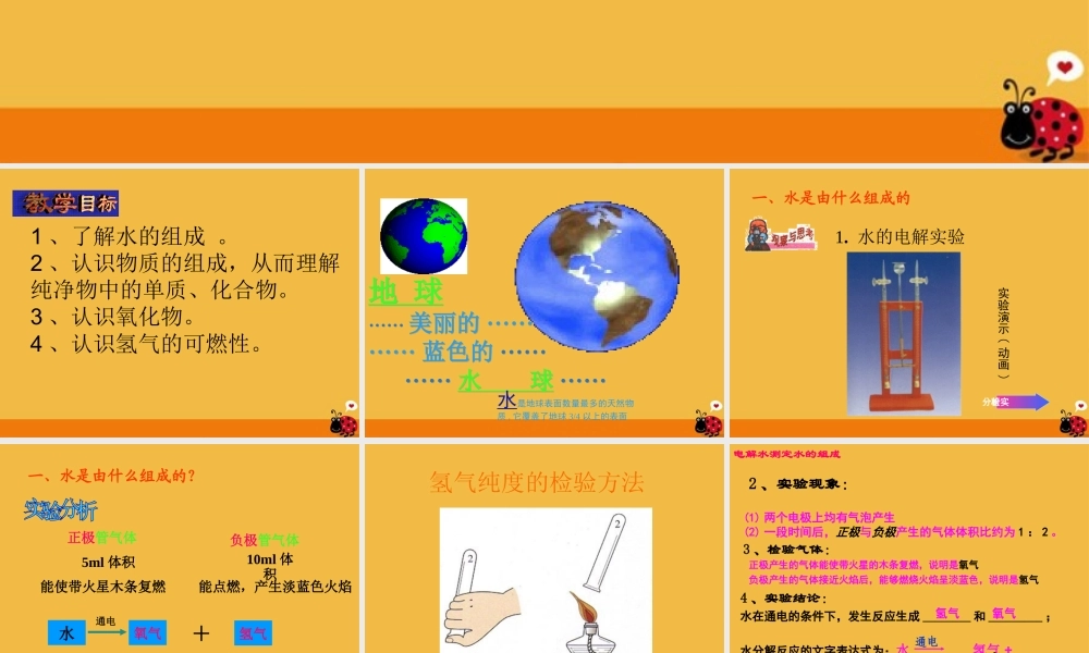 九年级化学上册 第三单元(自然界的水)课题1 水的组成 课件 人教新课标版 课件