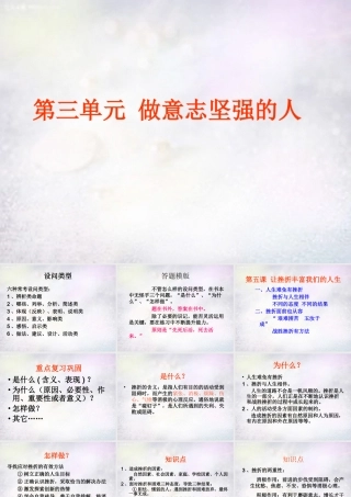 七年级政治下册 第三单元 做意志坚强的人复习课件 新人教版 课件