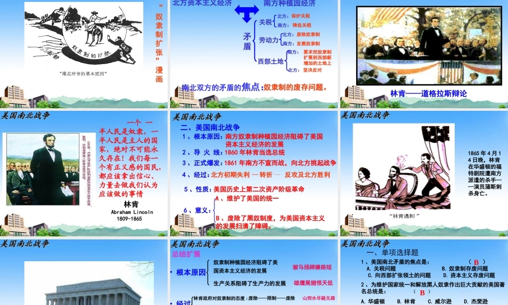 九年级历史上册 第六单元第18课(美国南北战争)课件 人教版新课标版 课件
