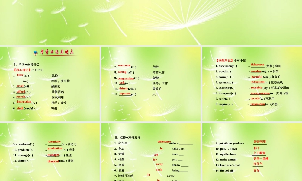 中考英语 Units 13 14复习课件 人教新目标版 课件