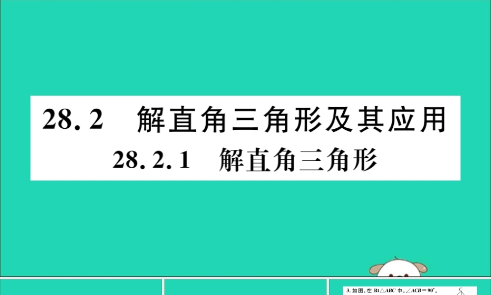 (湖北专用)九年级数学下册 第28章 锐角三角函数 28.2 解直角三角形及其应用 28.2.1 解直角三角形习题讲评课件 (新版)新人教版 课件