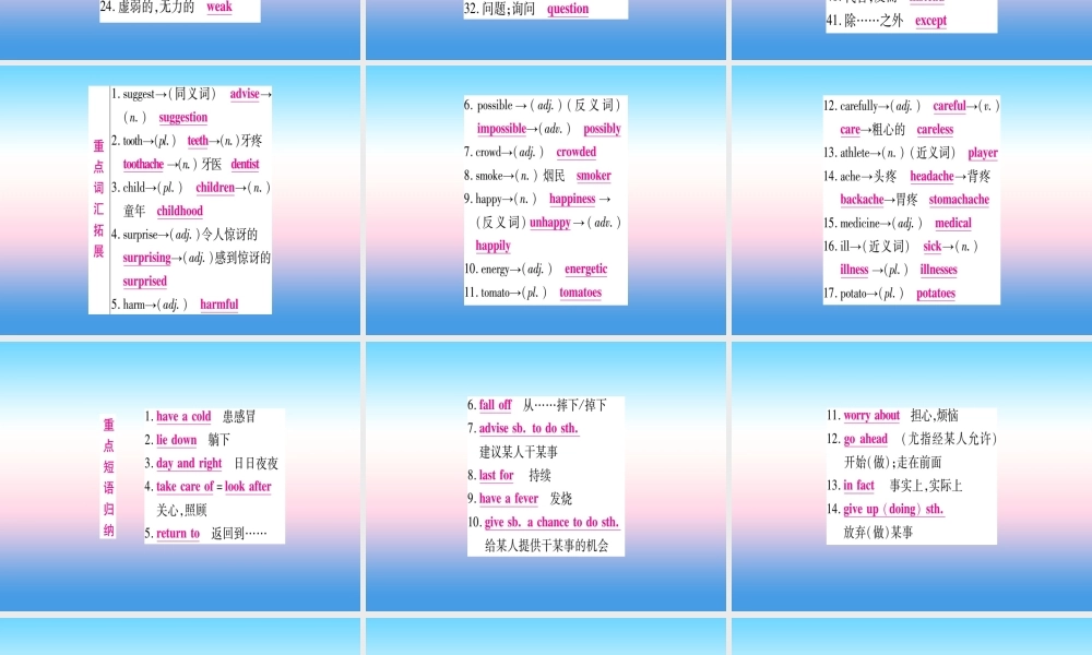 中考英语准点备考 第一部分 教材系统复习 考点精讲六 八上 Unit 2课件