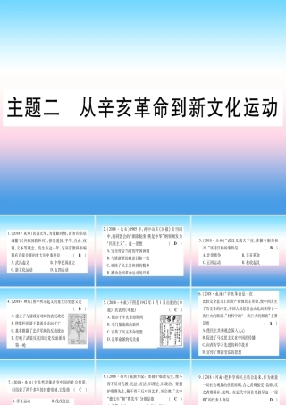 (云南专用)中考历史总复习 第一篇 考点系统复习 板块2 中国近代史 主题二 从辛亥革命到新文化运动(精练)课件
